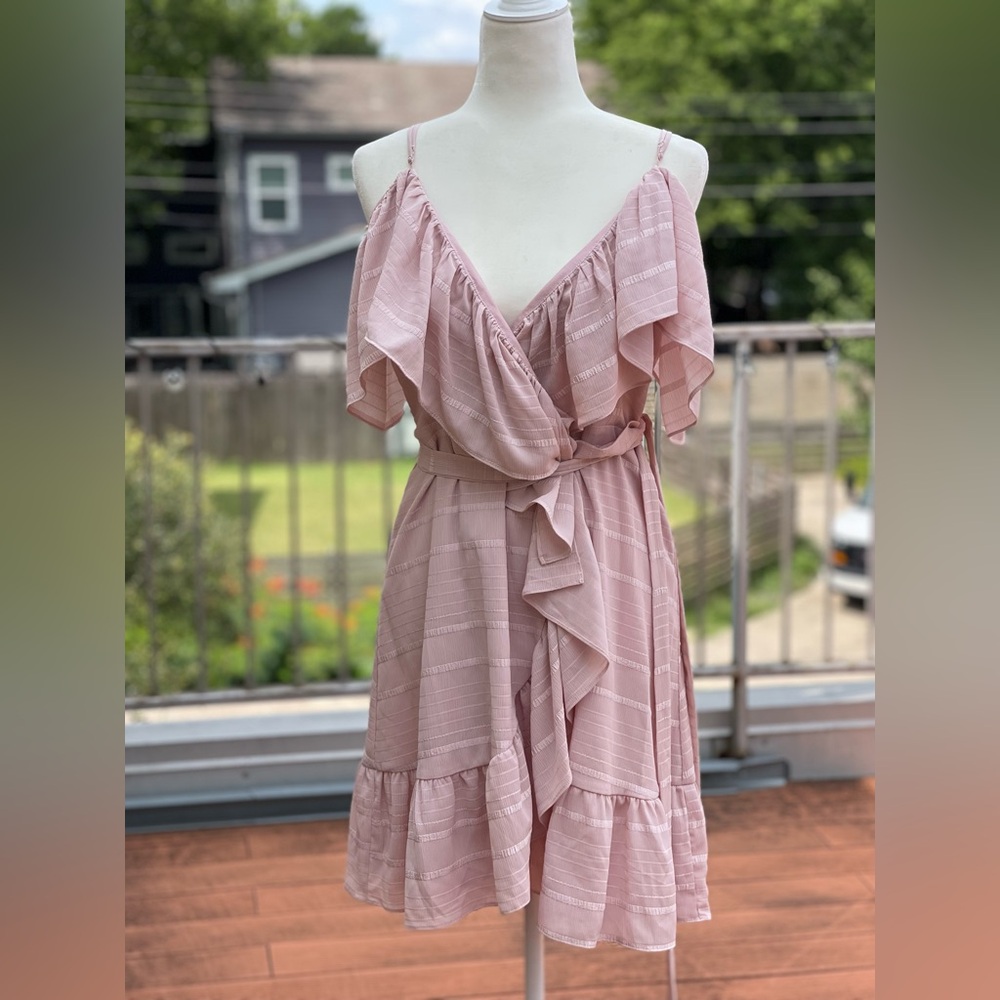 Wayf Strapless Pink Ruffle Dress Size Small NWT